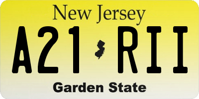 NJ license plate A21RII