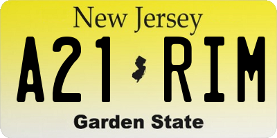 NJ license plate A21RIM