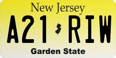 NJ license plate A21RIW