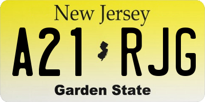 NJ license plate A21RJG