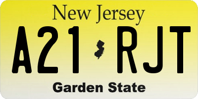 NJ license plate A21RJT