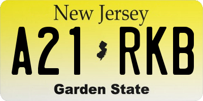 NJ license plate A21RKB