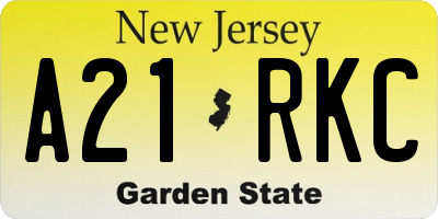 NJ license plate A21RKC