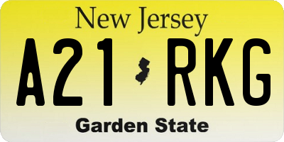 NJ license plate A21RKG