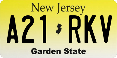 NJ license plate A21RKV