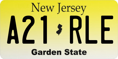 NJ license plate A21RLE