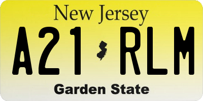 NJ license plate A21RLM