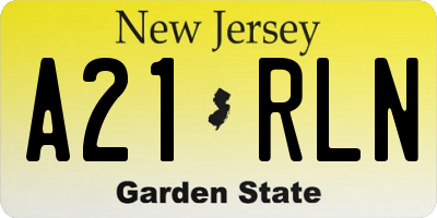 NJ license plate A21RLN