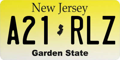 NJ license plate A21RLZ