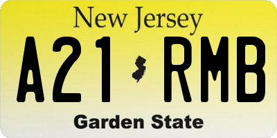 NJ license plate A21RMB