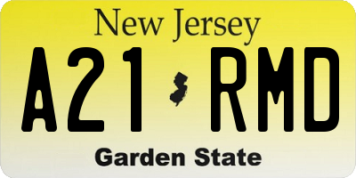 NJ license plate A21RMD
