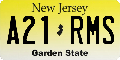 NJ license plate A21RMS