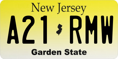NJ license plate A21RMW