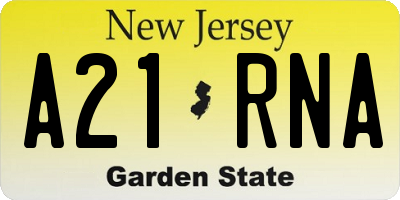 NJ license plate A21RNA