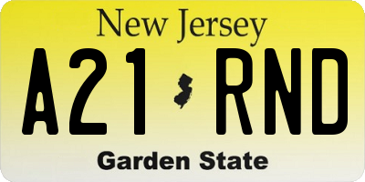 NJ license plate A21RND