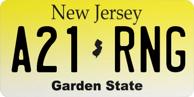 NJ license plate A21RNG