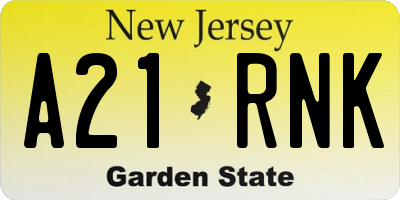 NJ license plate A21RNK