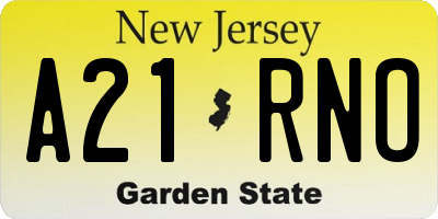 NJ license plate A21RNO
