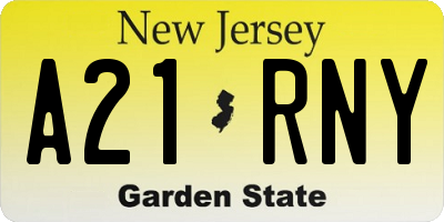 NJ license plate A21RNY
