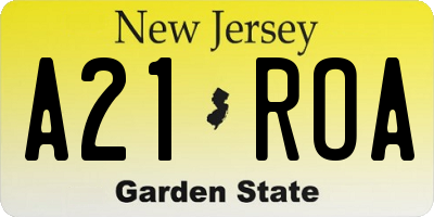 NJ license plate A21ROA