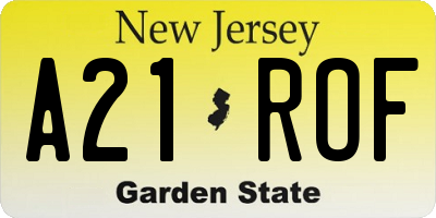 NJ license plate A21ROF