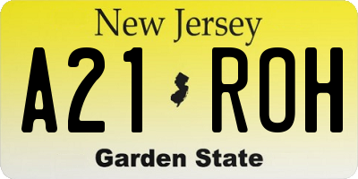 NJ license plate A21ROH