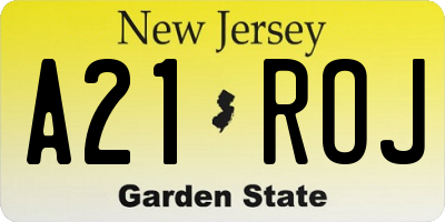 NJ license plate A21ROJ