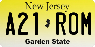 NJ license plate A21ROM