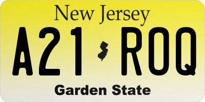 NJ license plate A21ROQ