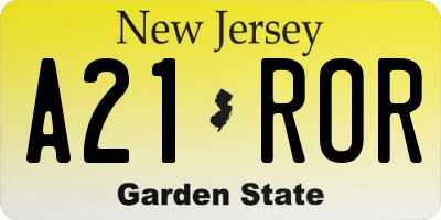 NJ license plate A21ROR