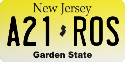 NJ license plate A21ROS