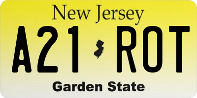 NJ license plate A21ROT