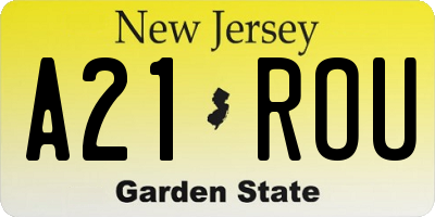NJ license plate A21ROU