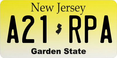 NJ license plate A21RPA