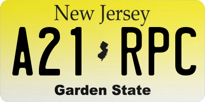 NJ license plate A21RPC
