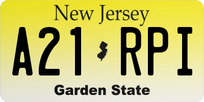 NJ license plate A21RPI
