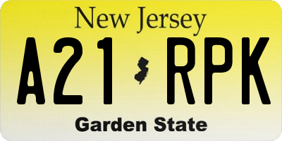 NJ license plate A21RPK