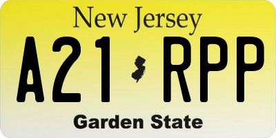 NJ license plate A21RPP