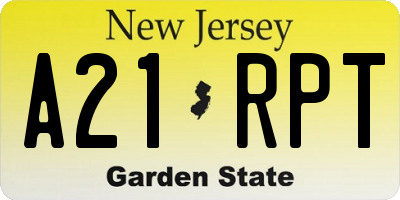 NJ license plate A21RPT