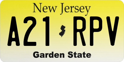 NJ license plate A21RPV