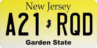 NJ license plate A21RQD