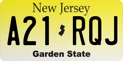 NJ license plate A21RQJ