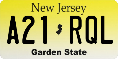 NJ license plate A21RQL