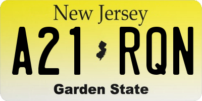 NJ license plate A21RQN