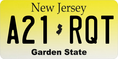 NJ license plate A21RQT
