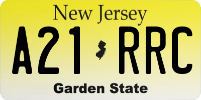 NJ license plate A21RRC