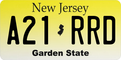 NJ license plate A21RRD