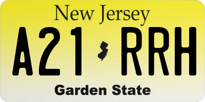 NJ license plate A21RRH