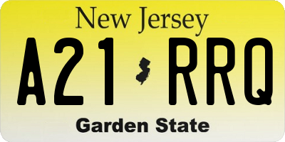 NJ license plate A21RRQ