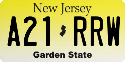 NJ license plate A21RRW